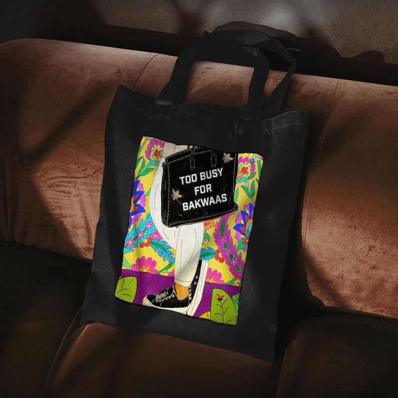 Image of Large Canvas Tote Bag with Zip | Women's Printed 15kg Eco-Friendly Carry Bag