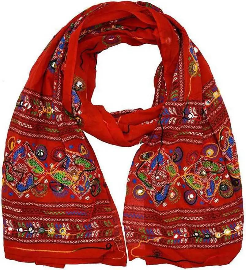 Pure Cotton Embroidered Black Dupatta for Women – Soft Lightweight Ethnic Scarf for Daily, Festive & Traditional-image-4