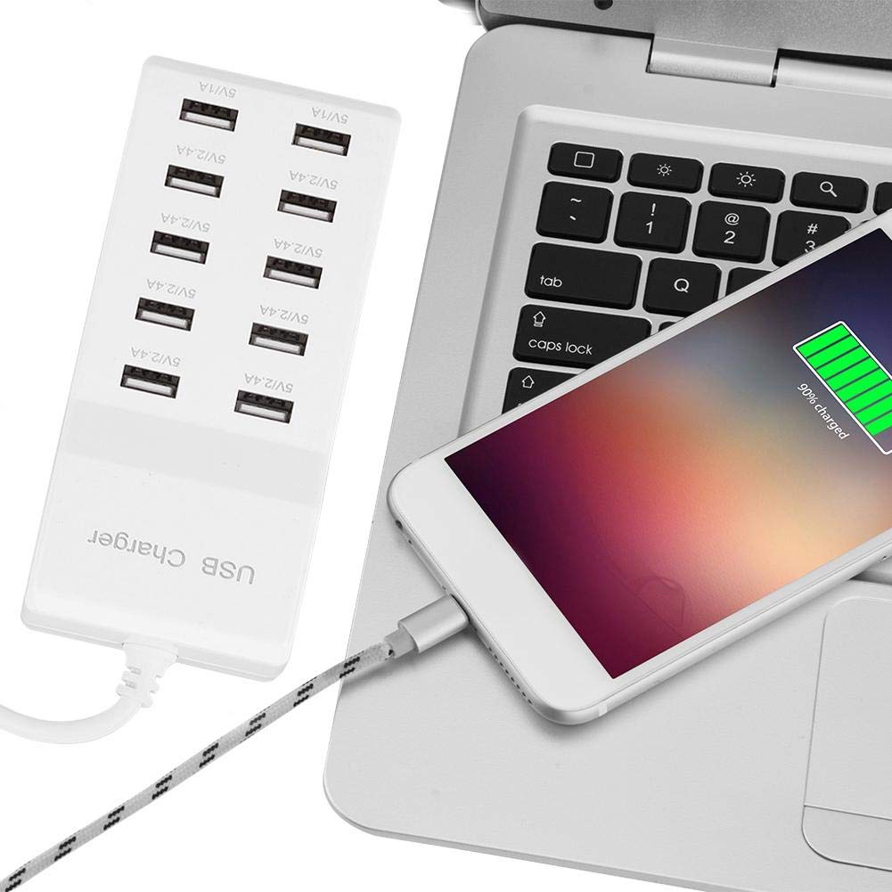 Caricatore USB Multiplo, 10 Porte Presa USB Ciabatta de Parete Multipresa da 40w, Stazione di Ricarica Rapida per più Dispositivi Compatibile con 12/13/14/Xs/X/iPad/iPod/Laptop/Smartphone