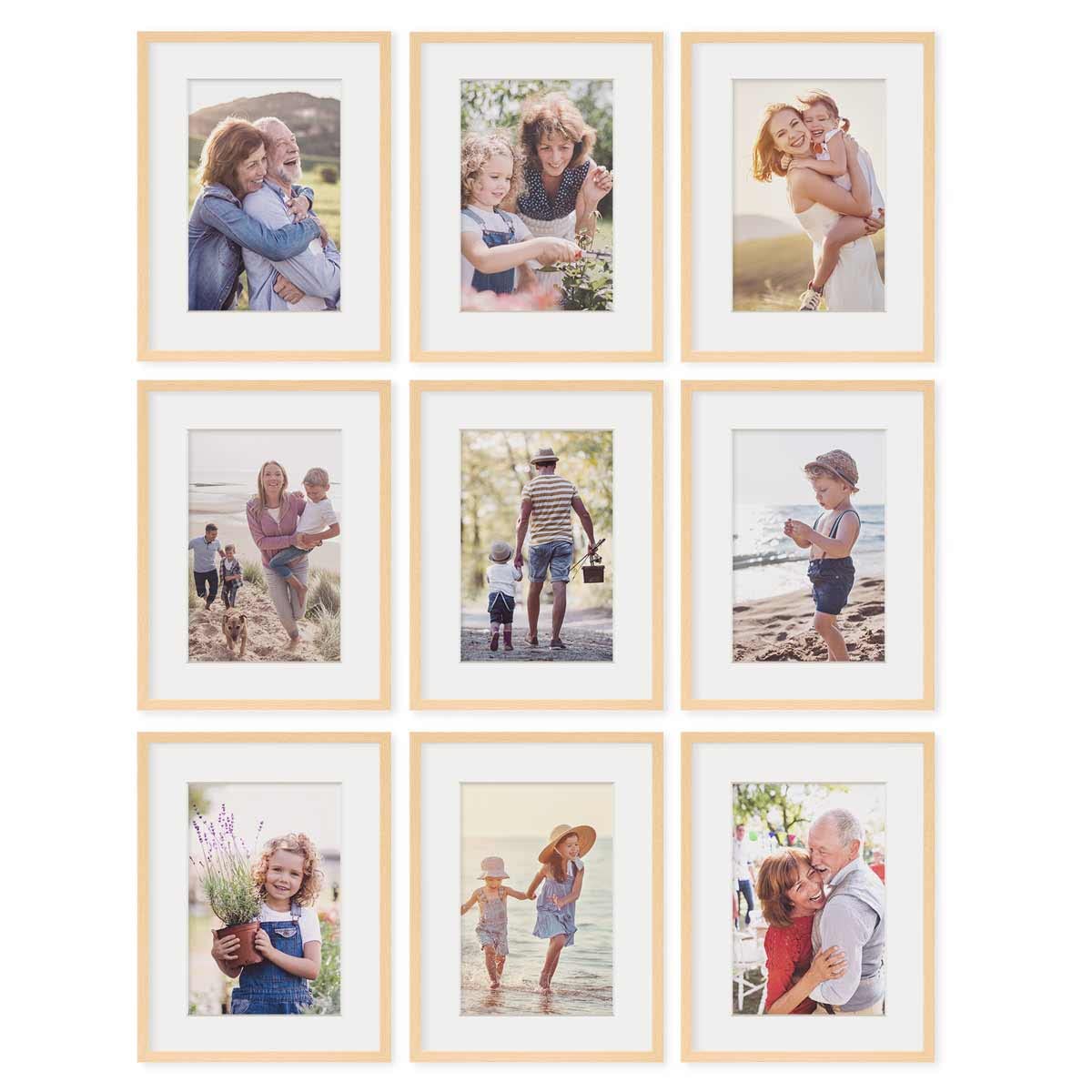 PHOTOLINI Bilderrahmen Holz MDF gemischte Poster-Rahmen, bruchsicheres Acrylglas, Rahmen zum Aufhängen, extra Zubehör - für Fotos & Poster