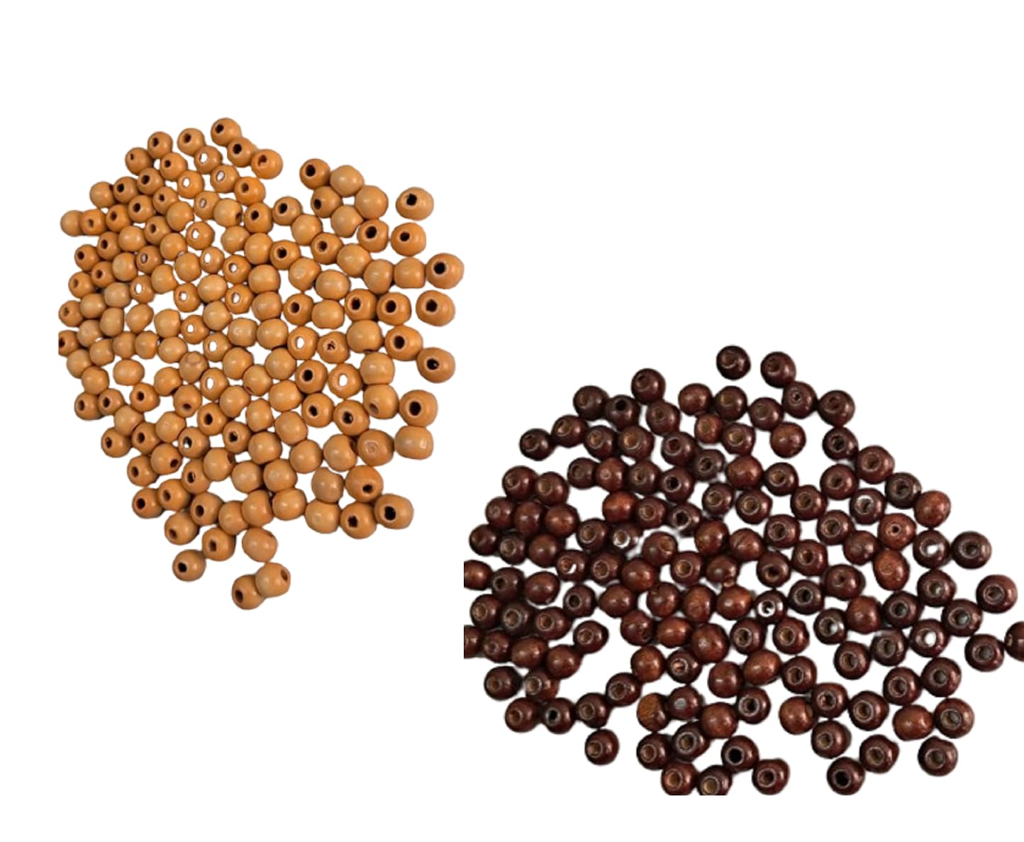 Q1 Beads 450 Pieces. 10 mm Round Wooden Beads for Craft,Macrame Beige ,Brown ,White tri Colors (2 mm Hole)