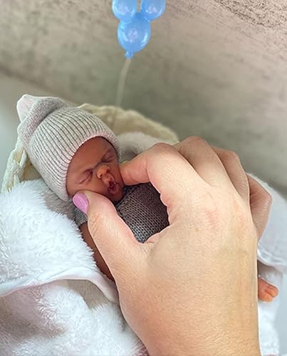 MYREBABY 7" Micro Prematuro Cuerpo Completo Silicona Negro Afroamericano Bady Jacob Muñeca Realista Mini Reborn Surprice Niños Anti-Estrés Niño