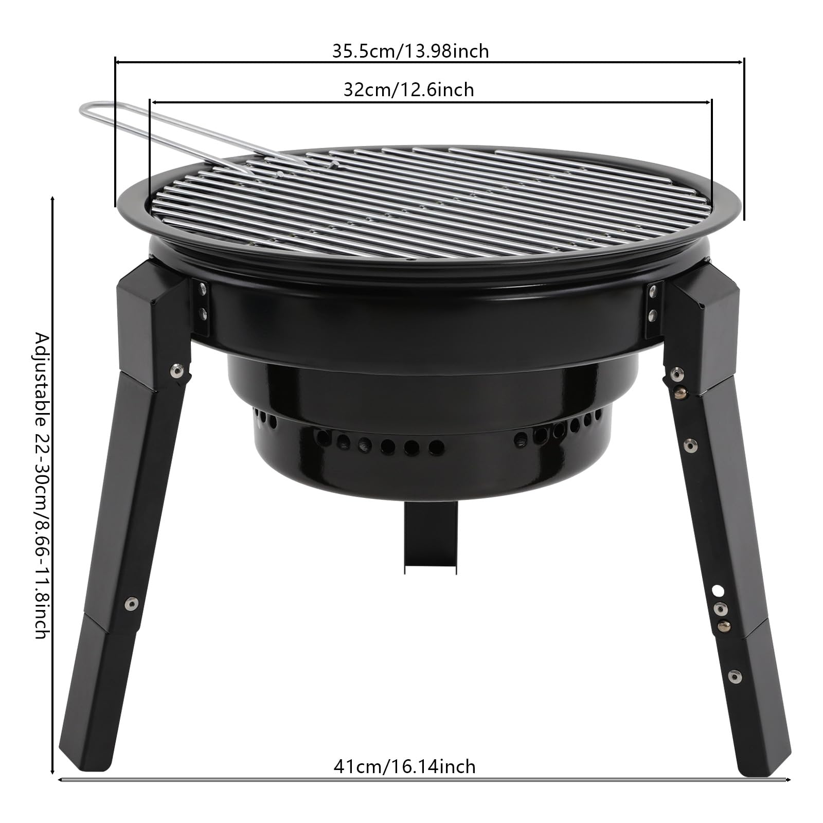 Barbecue a carbonella portatile da campeggio portatile a carbonella, compatto mini barbecue da campeggio per esterni, in acciaio inox a carbonella affumicatore Char Broil BBQ Pit Grill