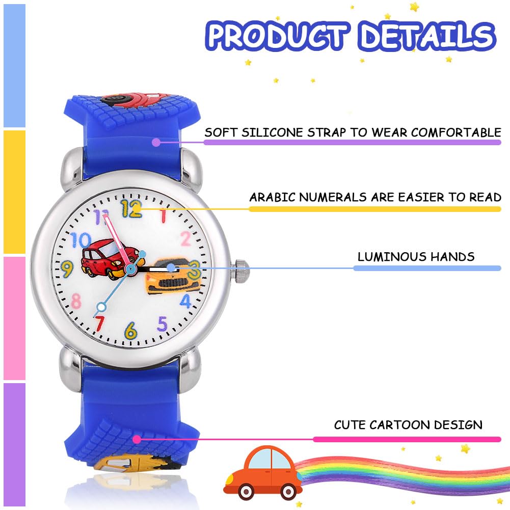 OFFCUP Reloj de Infantil, Reloj de Pulsera Analógico para Niños Niña, Relojes de Pulsera de Silicona para Niños, Relojes de Cuarzo Niña con Lindo Dibujos en 3D, para Niños 3-11 Años