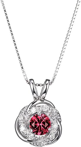 Miniatura 1 de Tienda Essentials Collar con colgante de nudo de amor de diamantes cultivados en laboratorio TW de 110 CT con cadena de caja en platino sobre plata