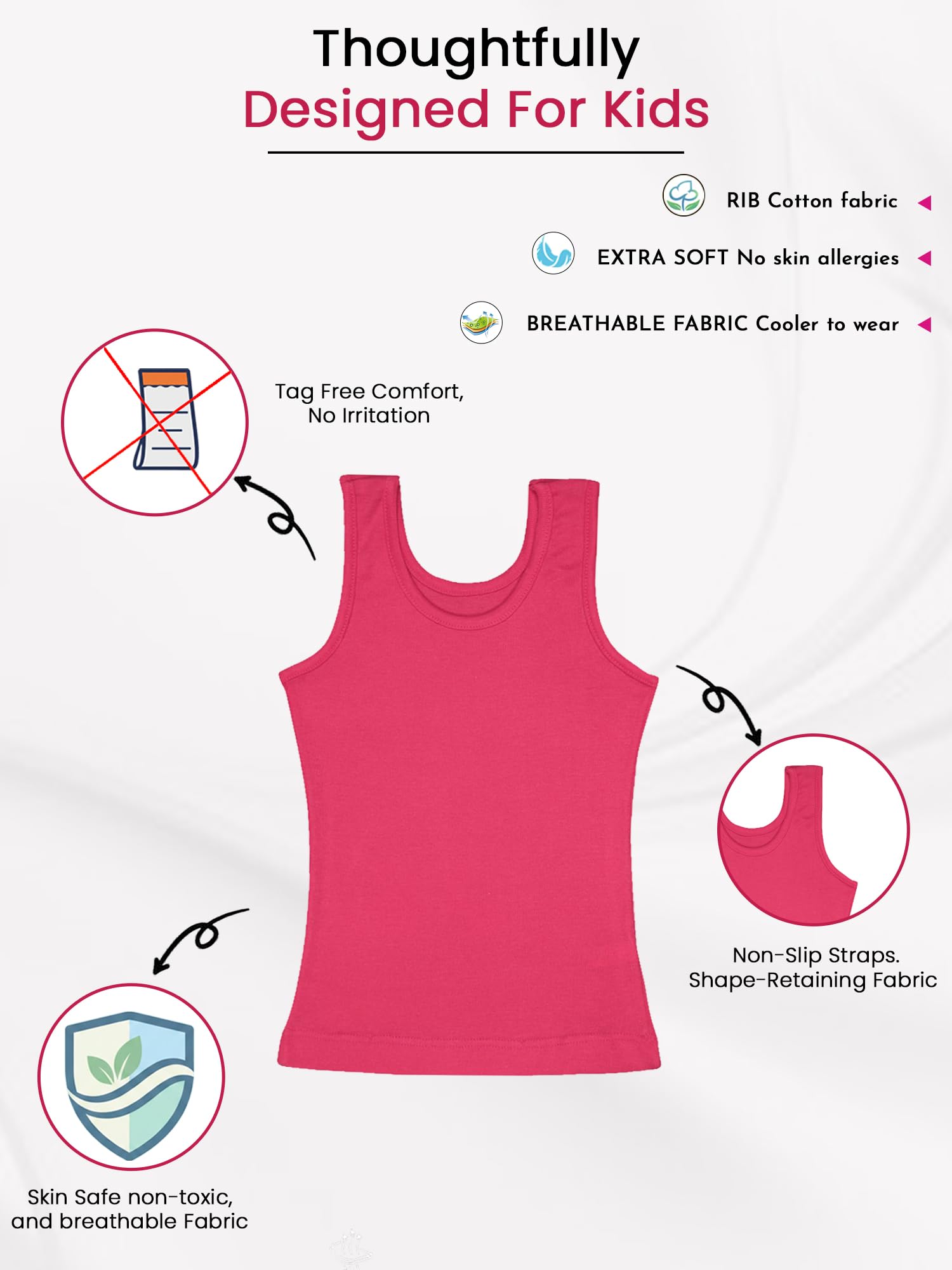 BODYCARE Kids Girls Vest| 100% Cotton| Skin Friendly | Lightweight | Sleeveless Design | Pack of 6 - Assorted (KIA85-PK015_P6) 3