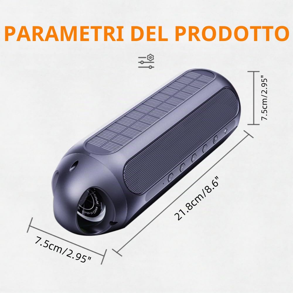 CYBORIS Altoparlante Bluetooth solare, 30 W, portatile, altoparlante magnetico per esterni, IPX6, impermeabile con luci LED RGB, 30 ore, bassi profondi per travel, golf, spiaggia, feste