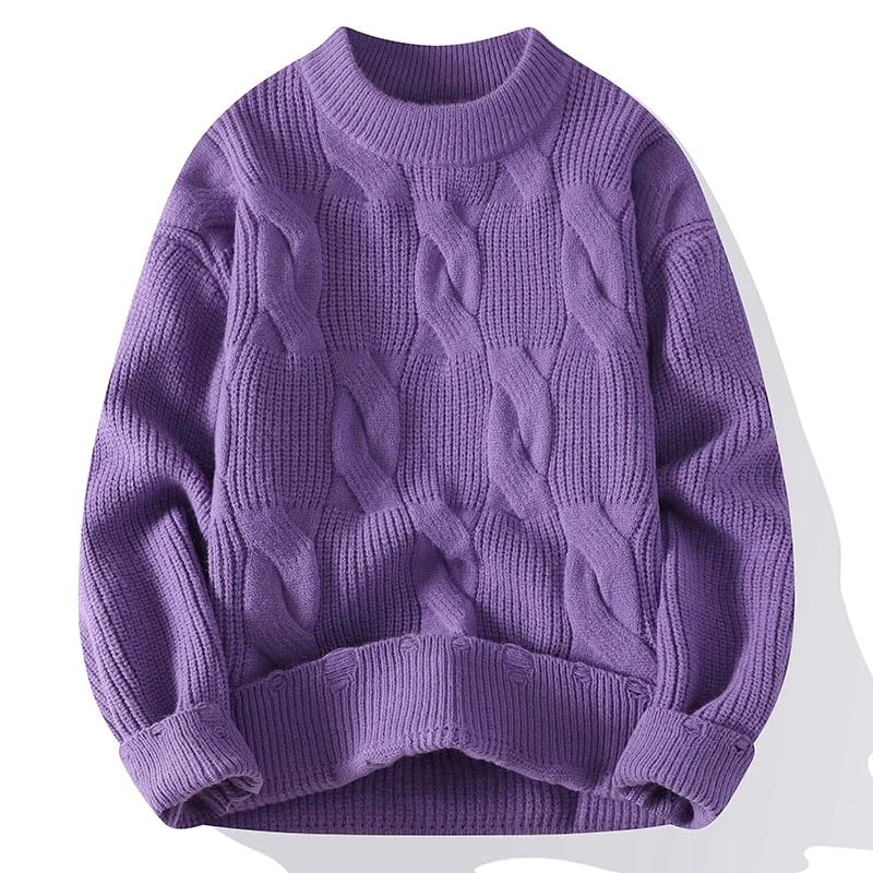 Men's Loose Casual Sweater Crew Neck Knitted Pullovers Fashion Solid Hole Knit Sweaters4
