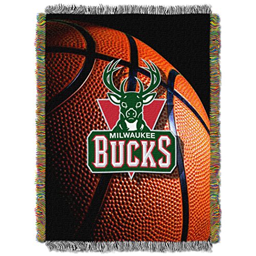 Northwest NBA Milwaukee Bucks Unisex-Adult Woven Tapestry Throw Blanket, 48" x 60", Photo Real