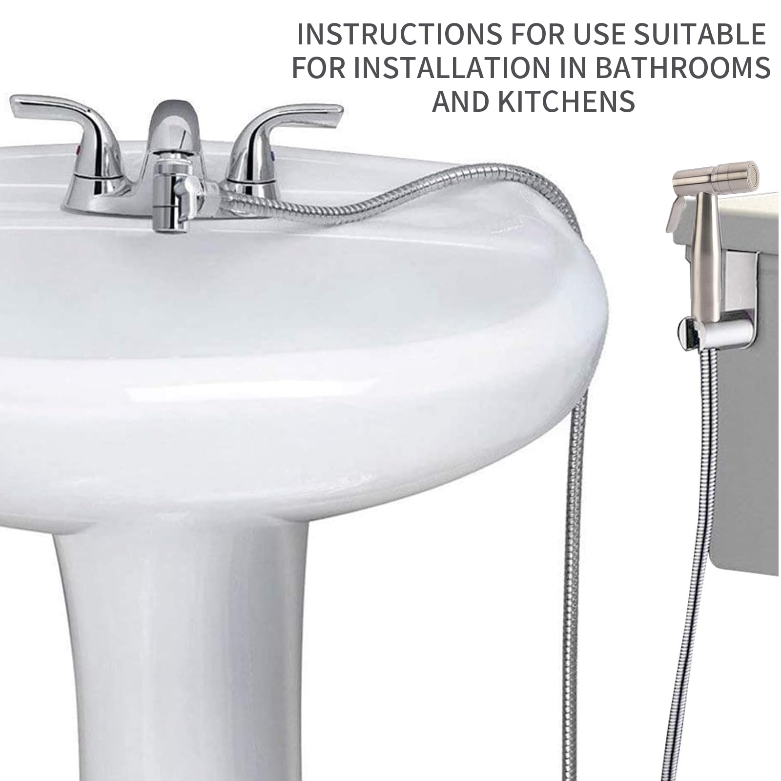 Bidet in acciaio inox, doccia musulmana in acciaio inox e kit spray per pannolini per bambini, spruzzatore per WC con doppia modalità