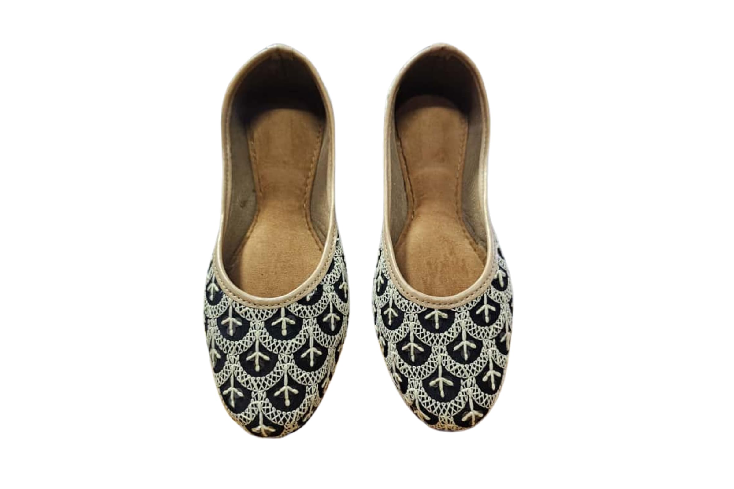 Premium Handcrafted Black & White Embroidered Jutti for Women | Elegant Ethnic Flats with Soft Cushion Comfort | Perfect for Festive, Casual Wear-image-34