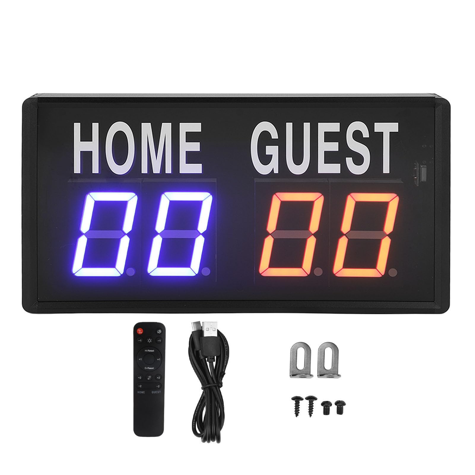 CHICIRIS Tabellone Segnapunti Elettronico con Telecomando in Lega di | per Basket Pallavolo Cornhole Pong, Display LED Rosso Blu, Supporto da Tavolo o da Parete Alimentato a Batteria, Punteggio