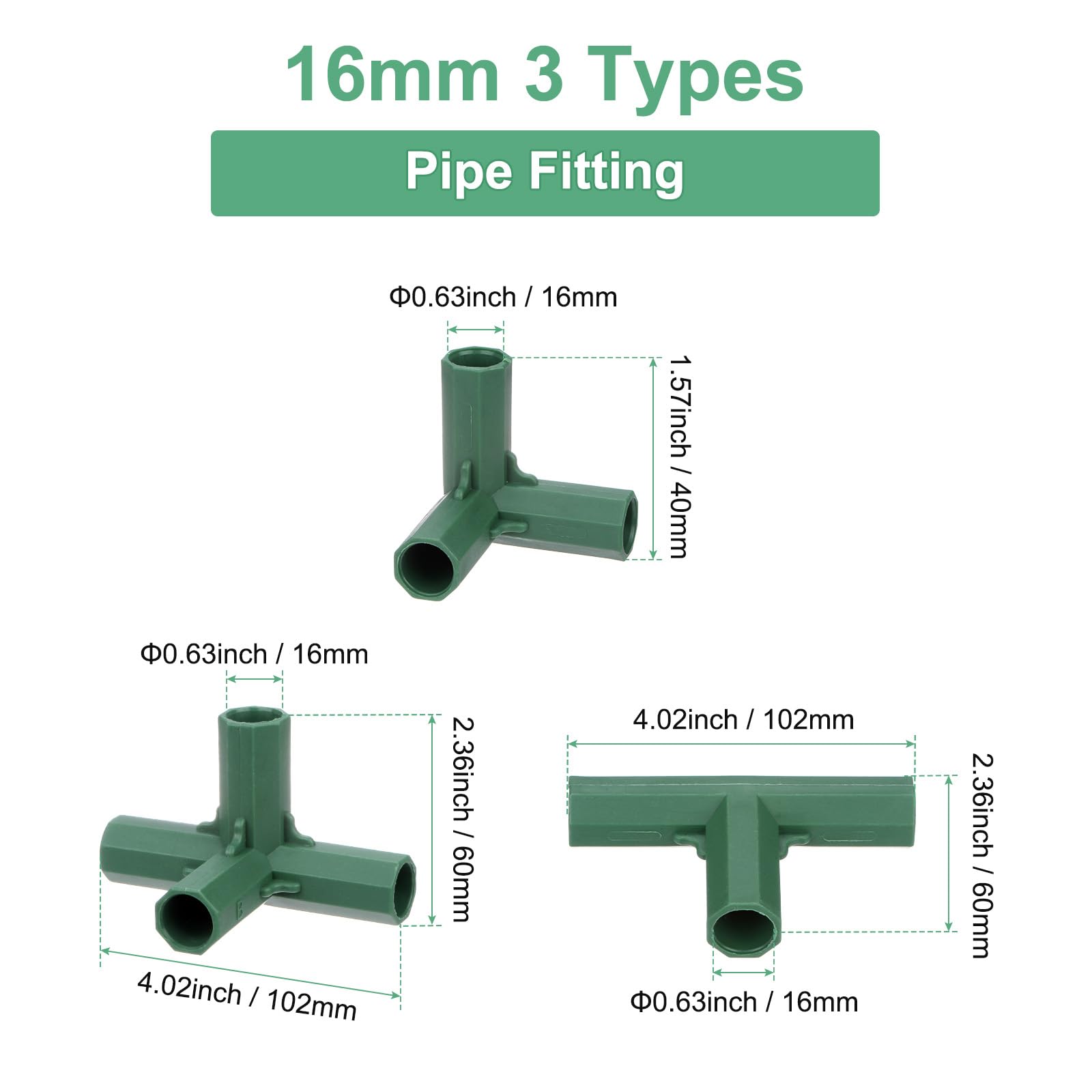 M METERXITY 20 Pcs 16mm Greenhouse Frame Building Connectors - Image 3