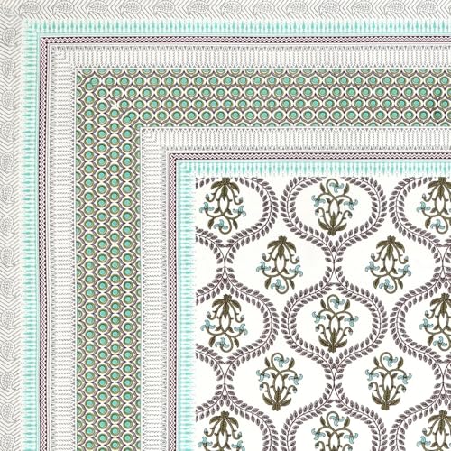 Image of Living Roots Ethnic Jaipur Block Print Double Cotton Bedsheet & 2 Pillow Covers, for Mattress Upto 6 inches Thick, No Colour Bleeding, Olive Green Colour, King Size 90 * 108 inches, 120TC (604-C)