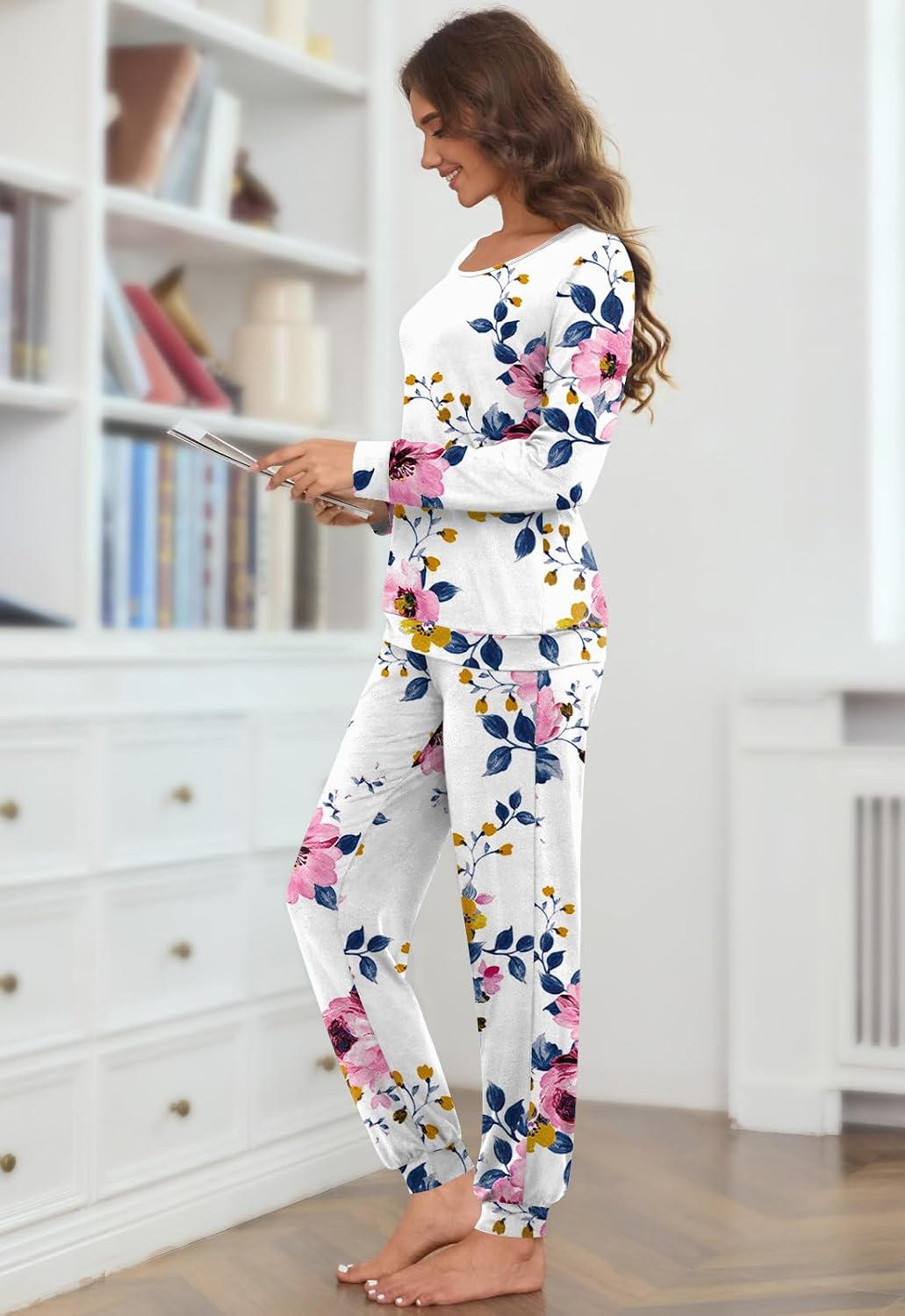 HOTGIFT Women Pajamas Sets, 2 Piece Ladies Lounge Set with Pockets image 4