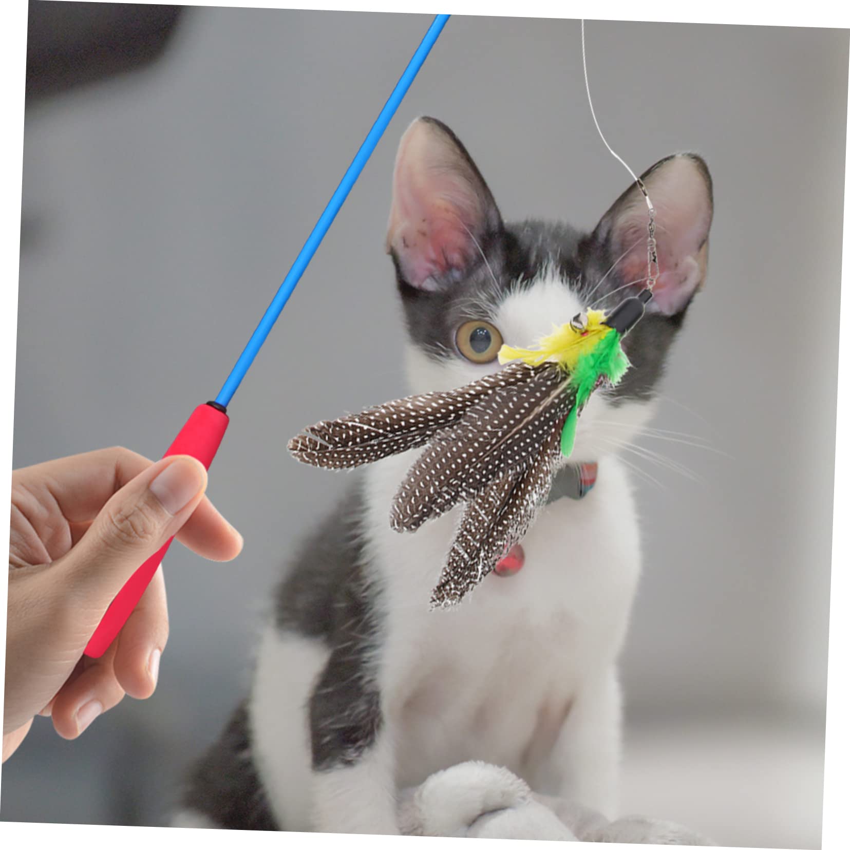 SUPVOX 4ensembles Canne Télescopique pour Chat avec Tête De Teasing De Jouets Interactifs pour Chats Stimule Instinct De Chasse Et Favorise Le Lien avec Votre Animal