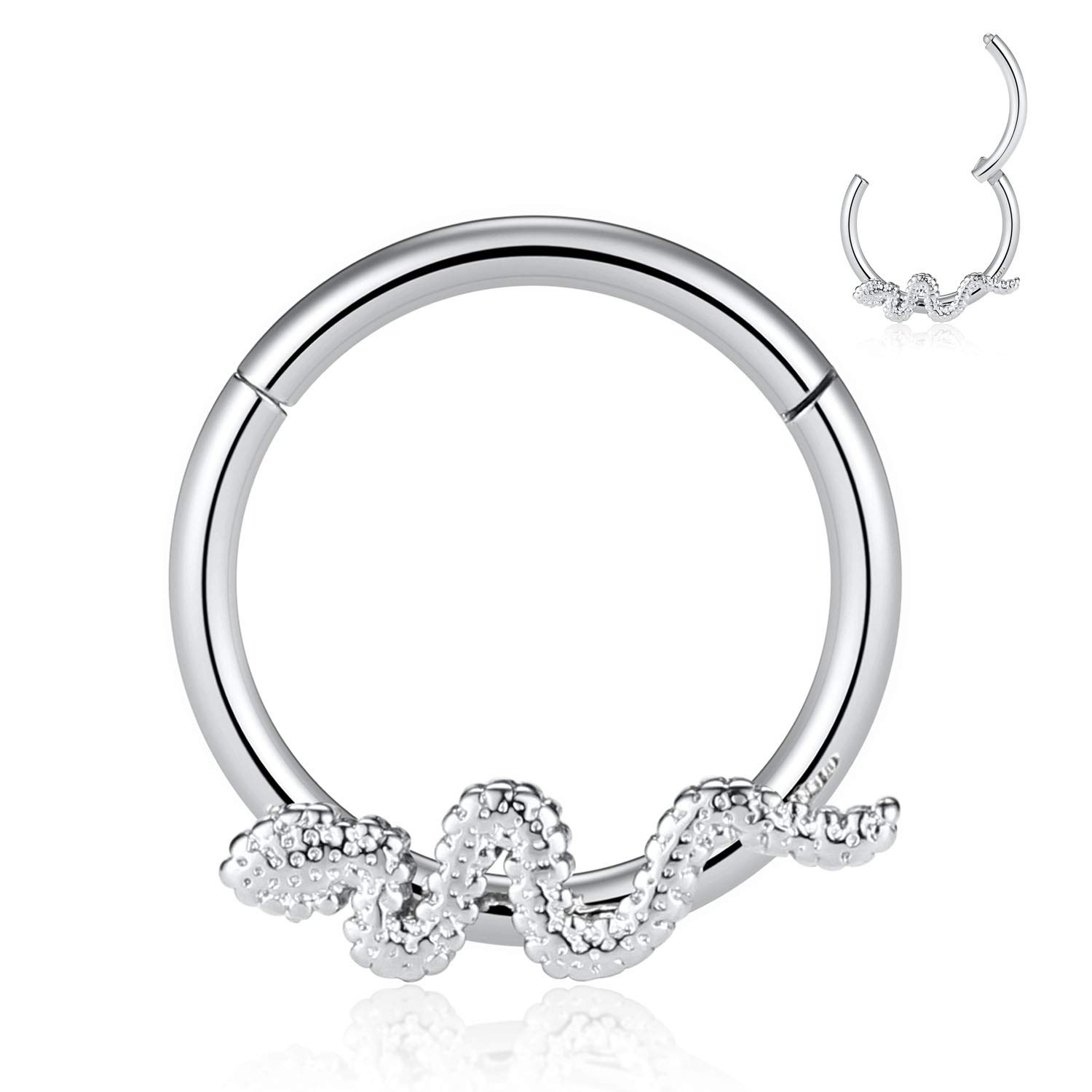 FUNLMO18G 16G Triple Stacked Septum Clicker Hoop Surgical Steel Hinged Nose Rings Daith Helix Cartilage Piercing Jewelry
