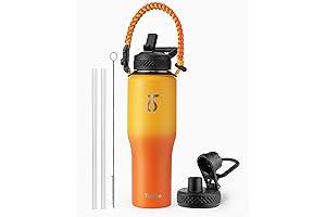 Trebo Premium 32oz Double-Walled Water Bottle with 3 Lids