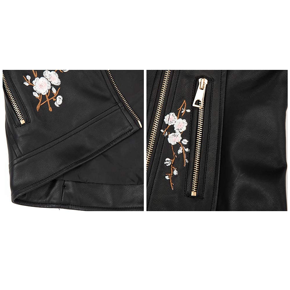 Giolshon Giacca da Donna in Similpelle da Motocicletta Primaverile e Autunnale Giacca Casual Corta