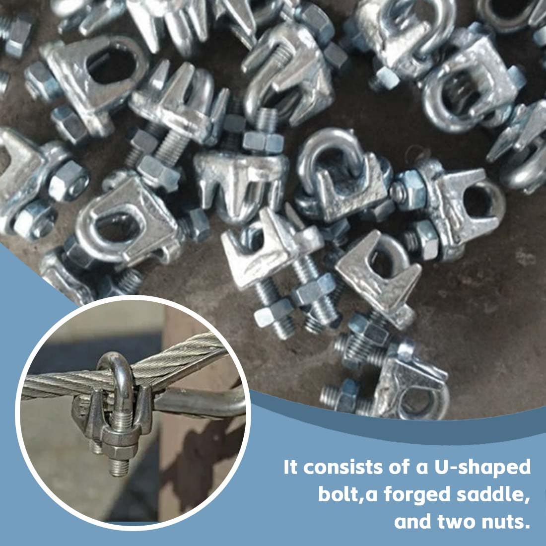 KYLOS 20x M5 Seilklemme Aus Edelstahl 304 – DIN741, Für 5 Mm Drahtseil, Zugkraft 500 Kg, Für Markisen & Wäscheleinen