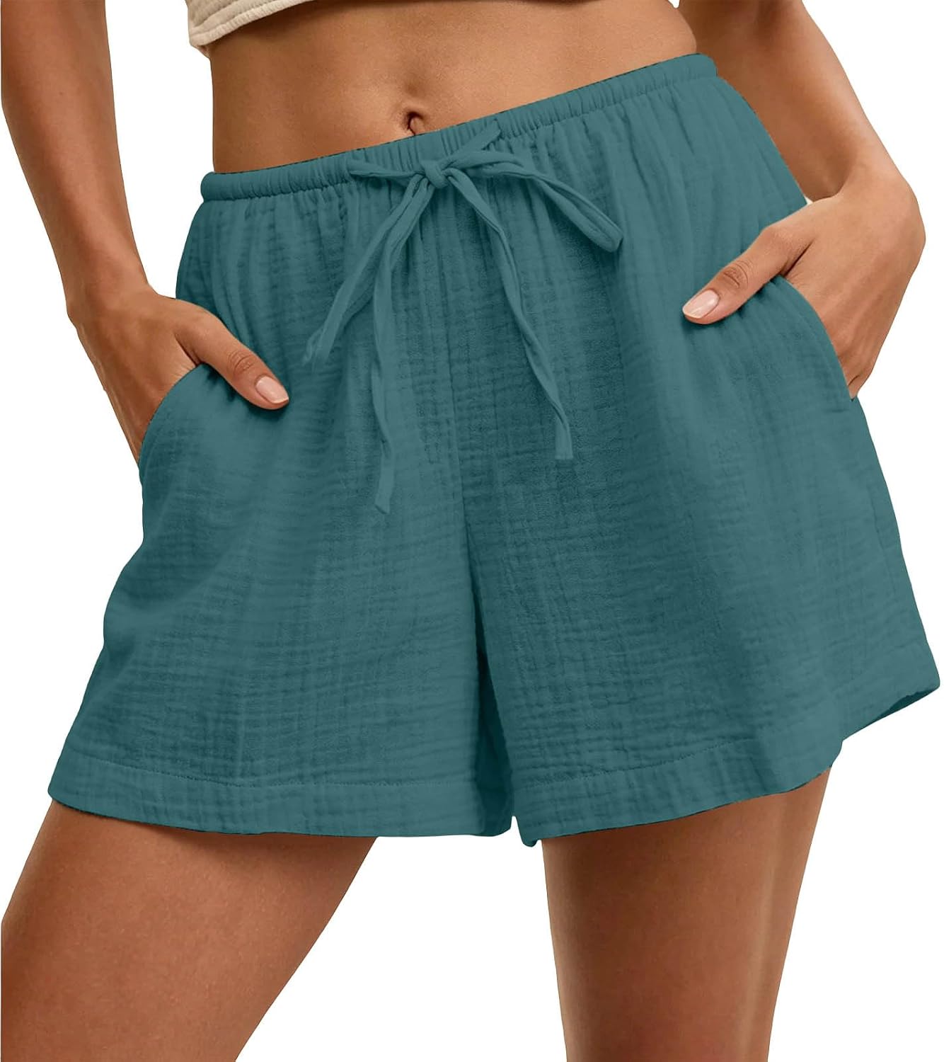 Women's Summer Shorts Casual Lightweight Short Drawstring Elastic Waist Beach Shorts Gym Workout Yoga Short Pants
