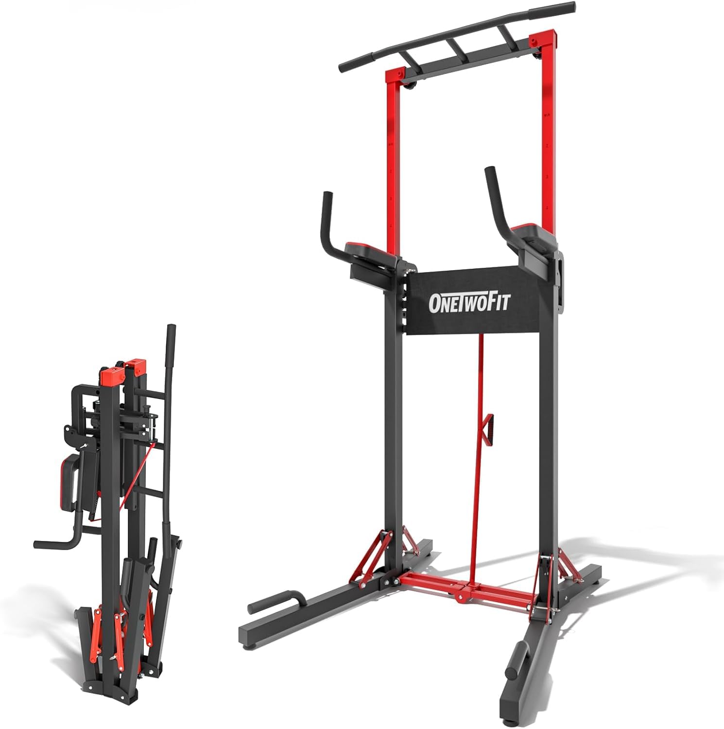 ONETWOFIT klimmzugstange freistehend pull up bar faltbar power tower | multifunktionale höhenverstellbare Klimmzug-und Dip-Station für Für Fitnessstudios und Heimtrainings,max 270kg