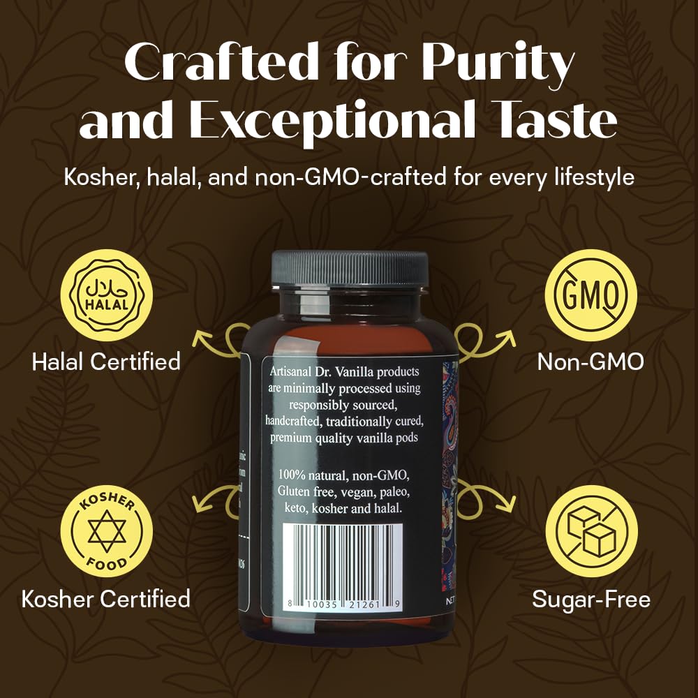 Organic Vanilla Alcohol‑Free Paste, 8 fl oz - Madagascar Bourbon vanilla, 100% natural, sugar‑free, GMO‑free, gluten‑free, vegan, paleo, keto, kosher, and halal