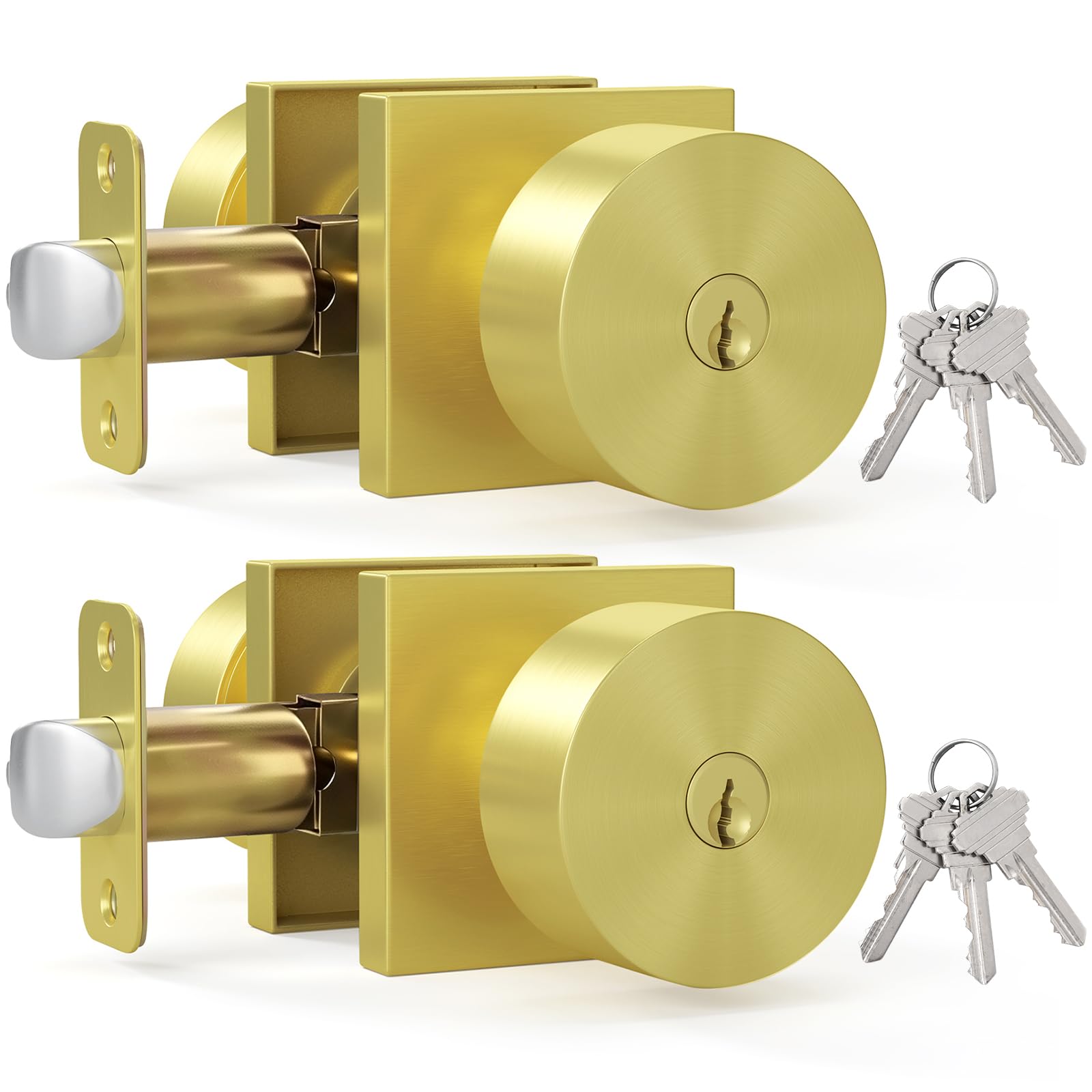 HOSOM Matte Black Door Knobs with Lock & Key -23