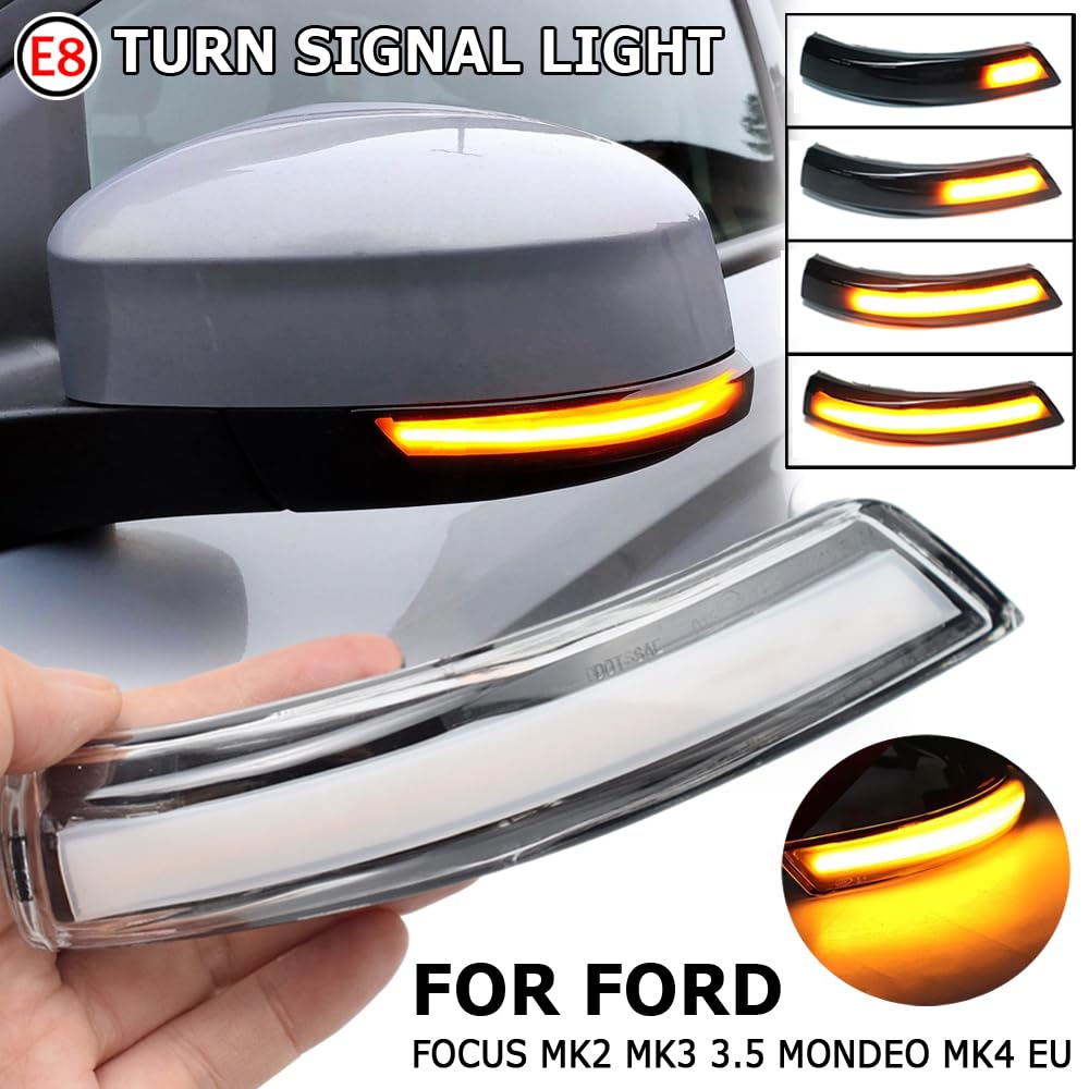 Indicatori di direzione dinamici LED nello specchietto retrovisore per Ford Focus 2 3 MK2 MK3 Mondeo MK4 (giallo(trasparente))