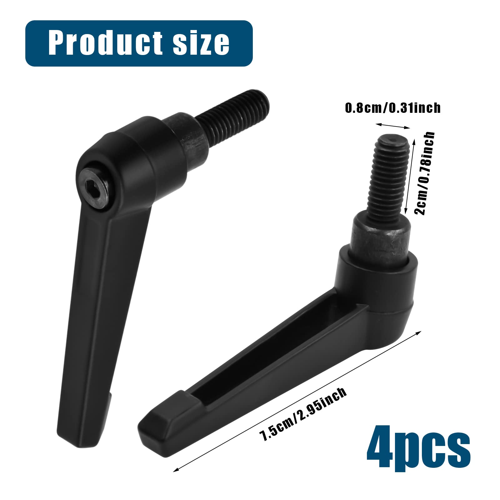 2 Stück Sterngriffmutter M12 Ø63mm DIN6336 - Schwarz Mit Stahlgewinde