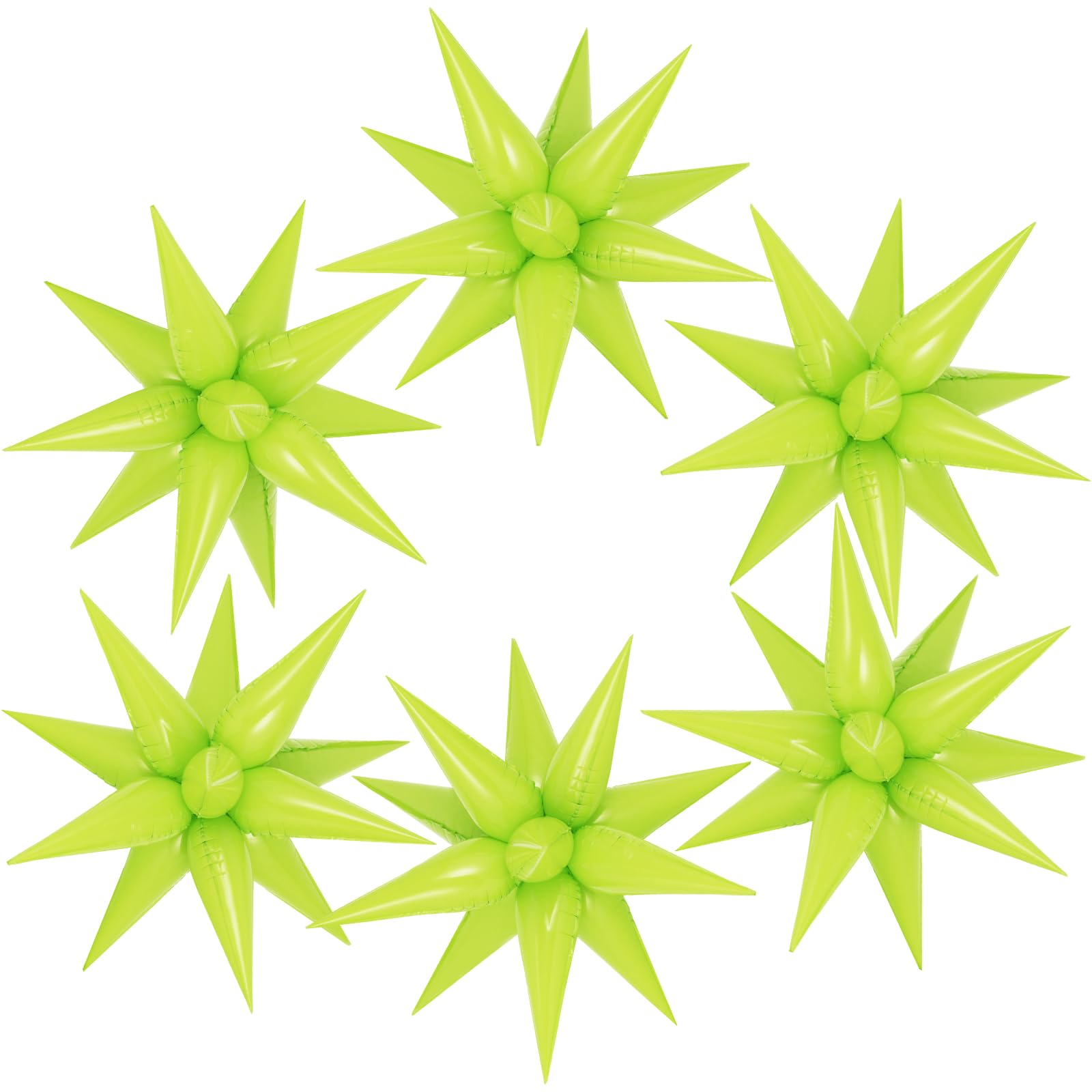 72 Pcs Fruit Green Star Balloons Foil Explosion Balloons Magic 12 Point Star Cone Balloon Arch Garlands Large for Birthday Wedding Anniversary