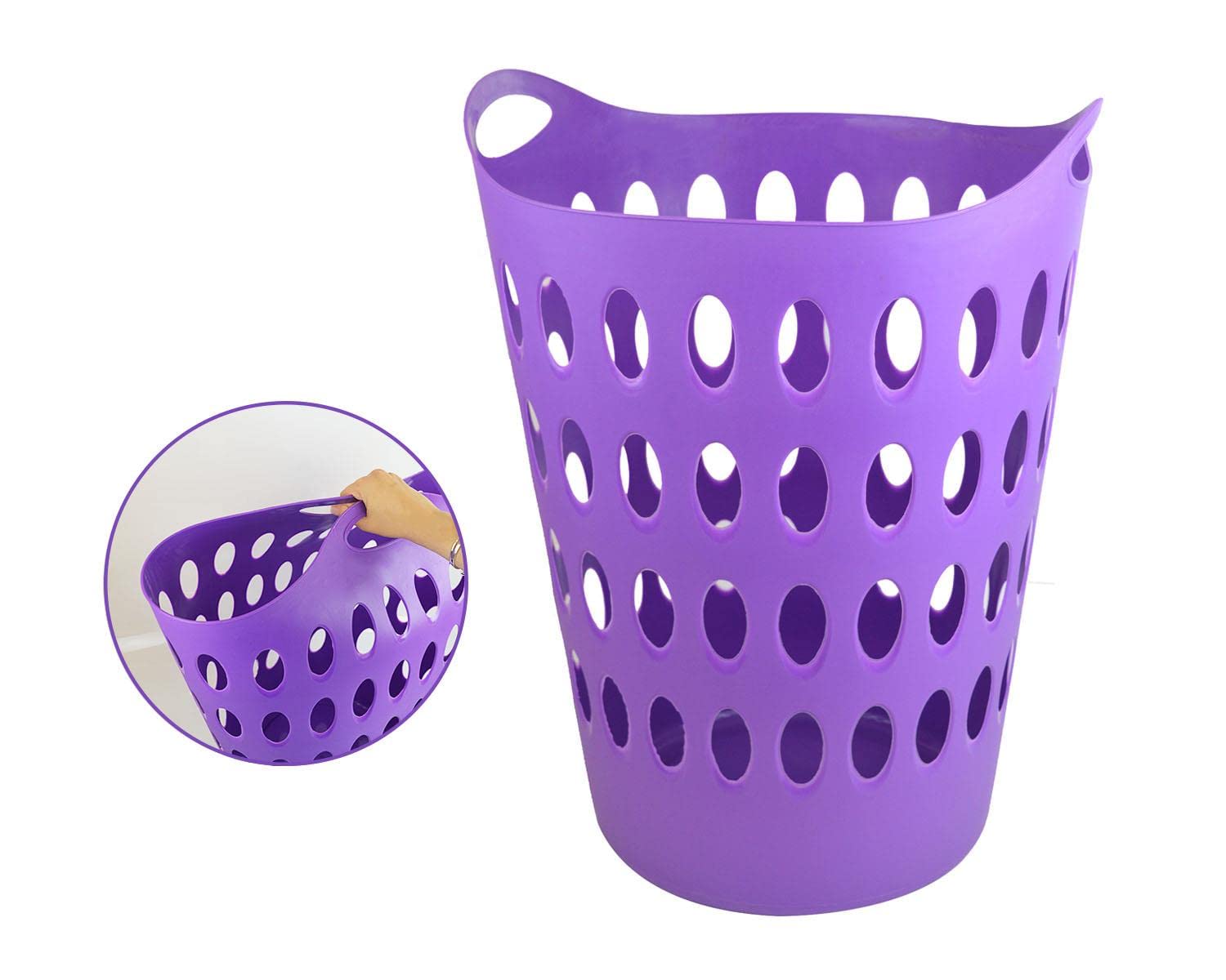Yöl Purple Laundry Basket Home Clothes Washing Flexi Large Flexible Tall Clothing