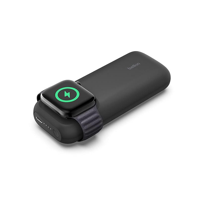 Immagine del prodotto Belkin Caricabatteria wireless rapido per Apple Watch e power bank 10K con cavo USB-C/USB-C (30 cm), ricarica 33% più veloce per Apple Watch Ultra 8/7, iPhone 14, iPhone 13; USB-C PD da 20W - Nero