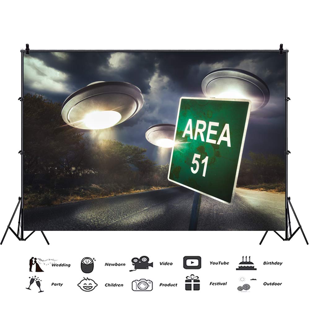 Buy CSFOTO 5x3ft Area 51 Backdrop Flying Saucer UFO Alien Theme ...