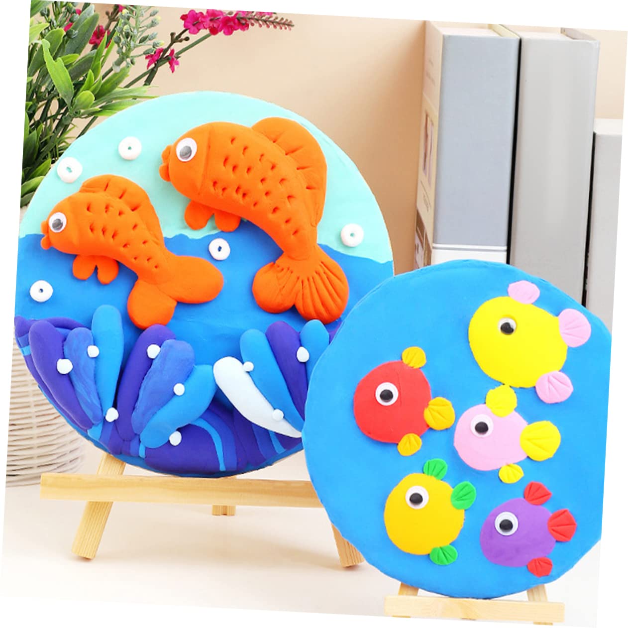 KONTONTY 2pcs Round Clay Wooden Boards Handmade Slab Roller for DIY Sculpting Kit