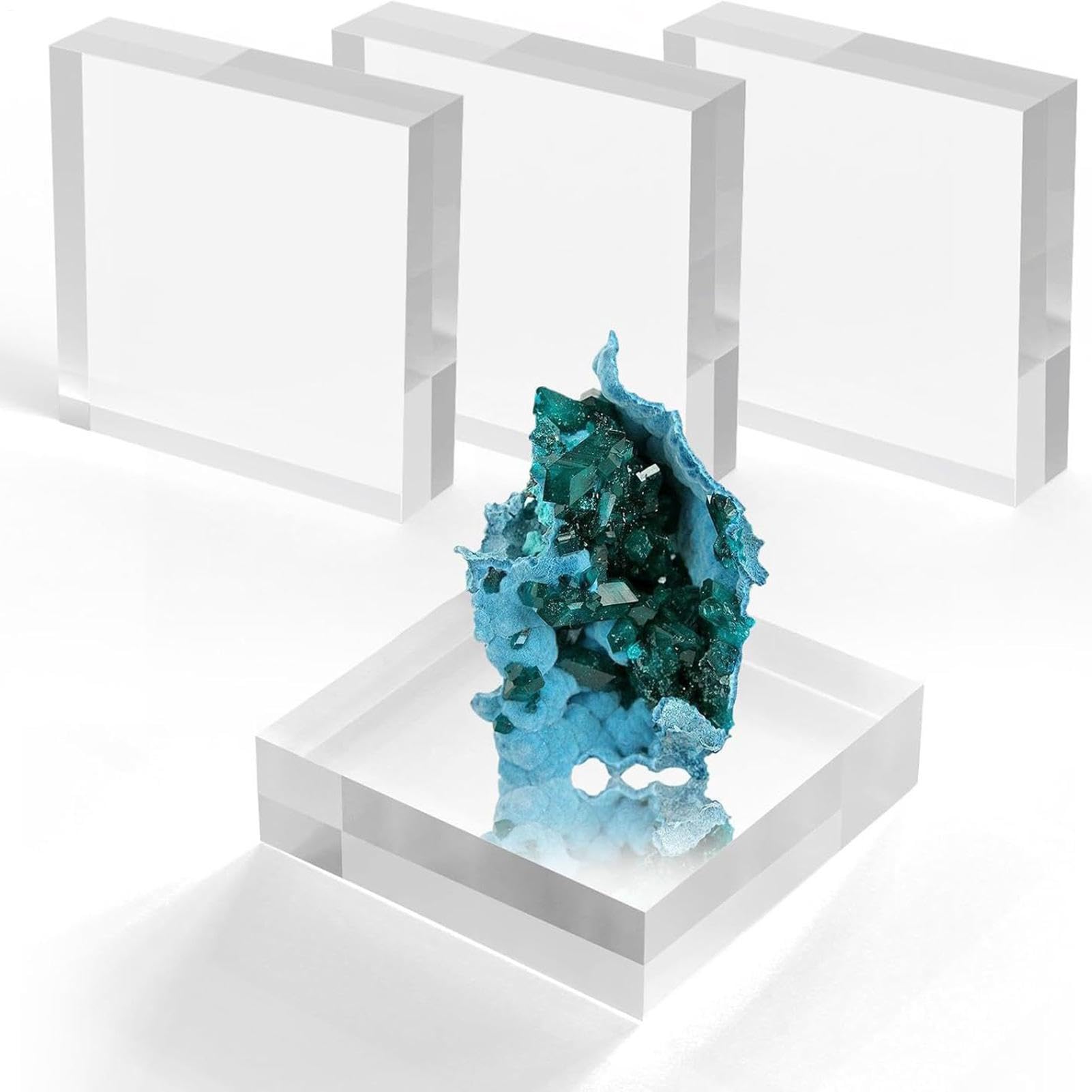 Socle en Acrylique 4 Présentoirs Rehausseurs Transparents