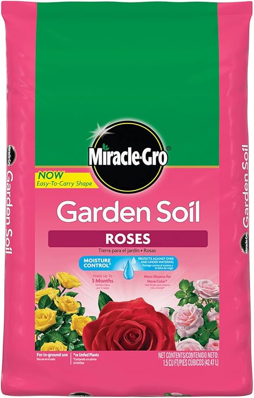 MiracleGro Garden Soil Roses with Moisture Control, Feeds