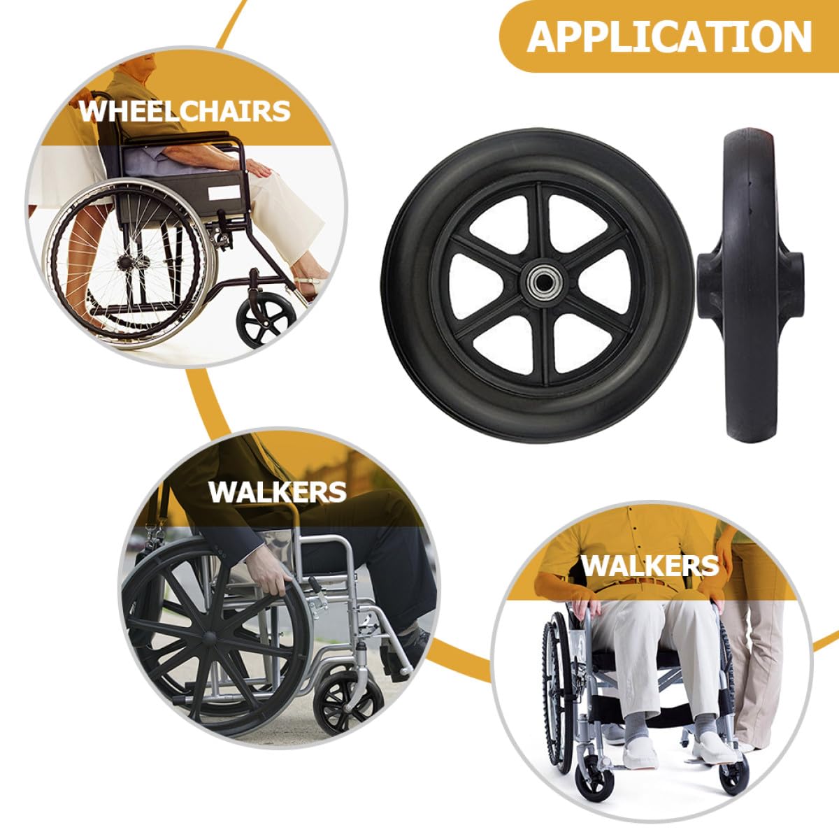 Rueda Delantera Práctica para Andador y Silla de Ruedas, Accesorio Abs Resistente, Silenciosa y Duradera, Paquete de 2 Piezas para Reemplazo Fácil
