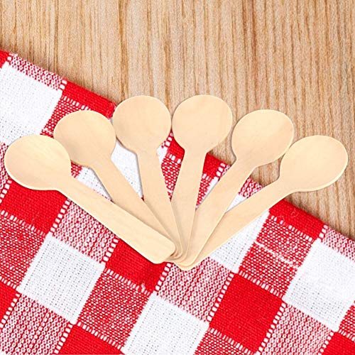 100pcs Wooden Teaspoons Cutlery Set, Wood Spoons Ice Cream Tea Spoon 10cm Flatware Sturdy, Durable - Image 4