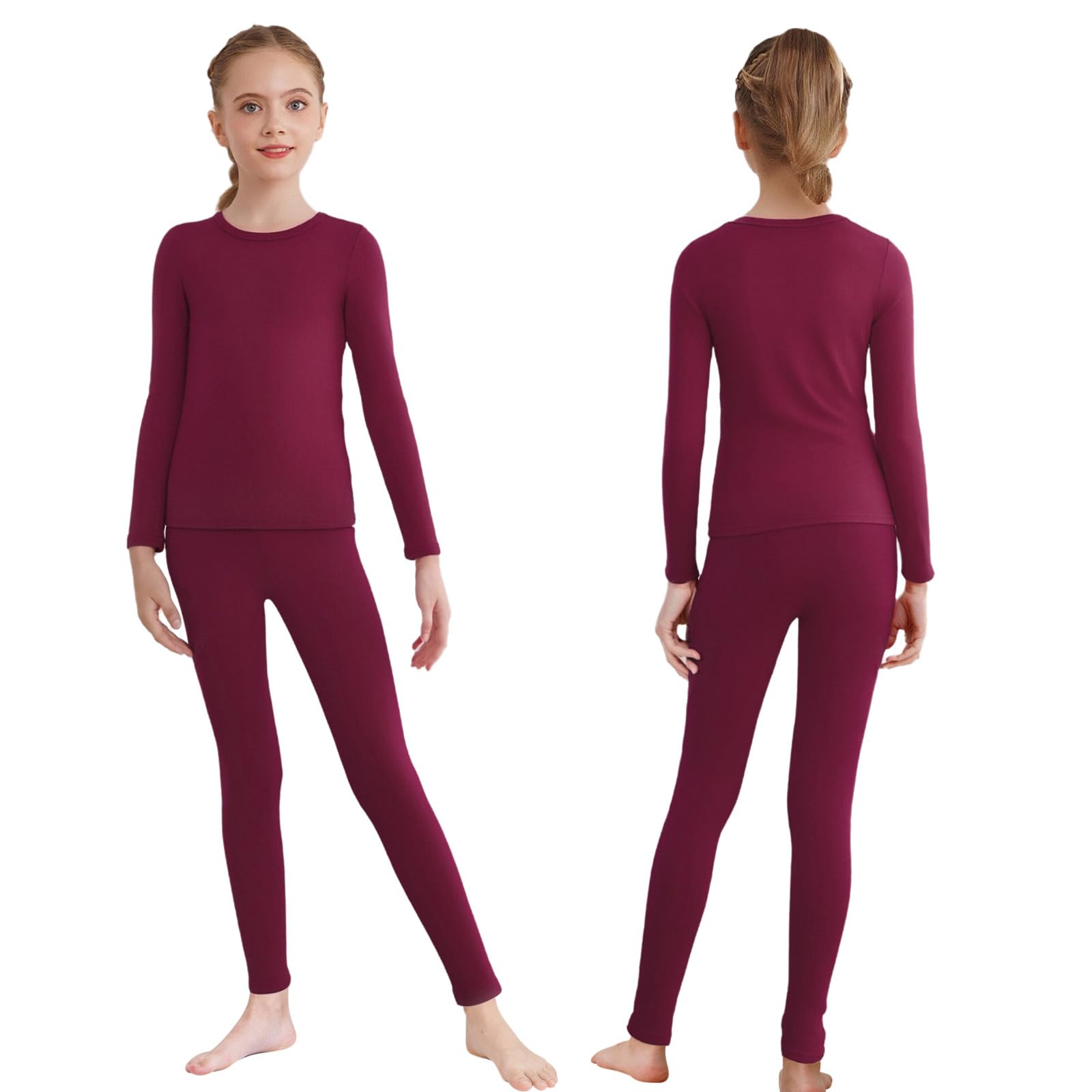 Thermal Sets for Girls Boys Long Sleeve Pullover Top with Pants