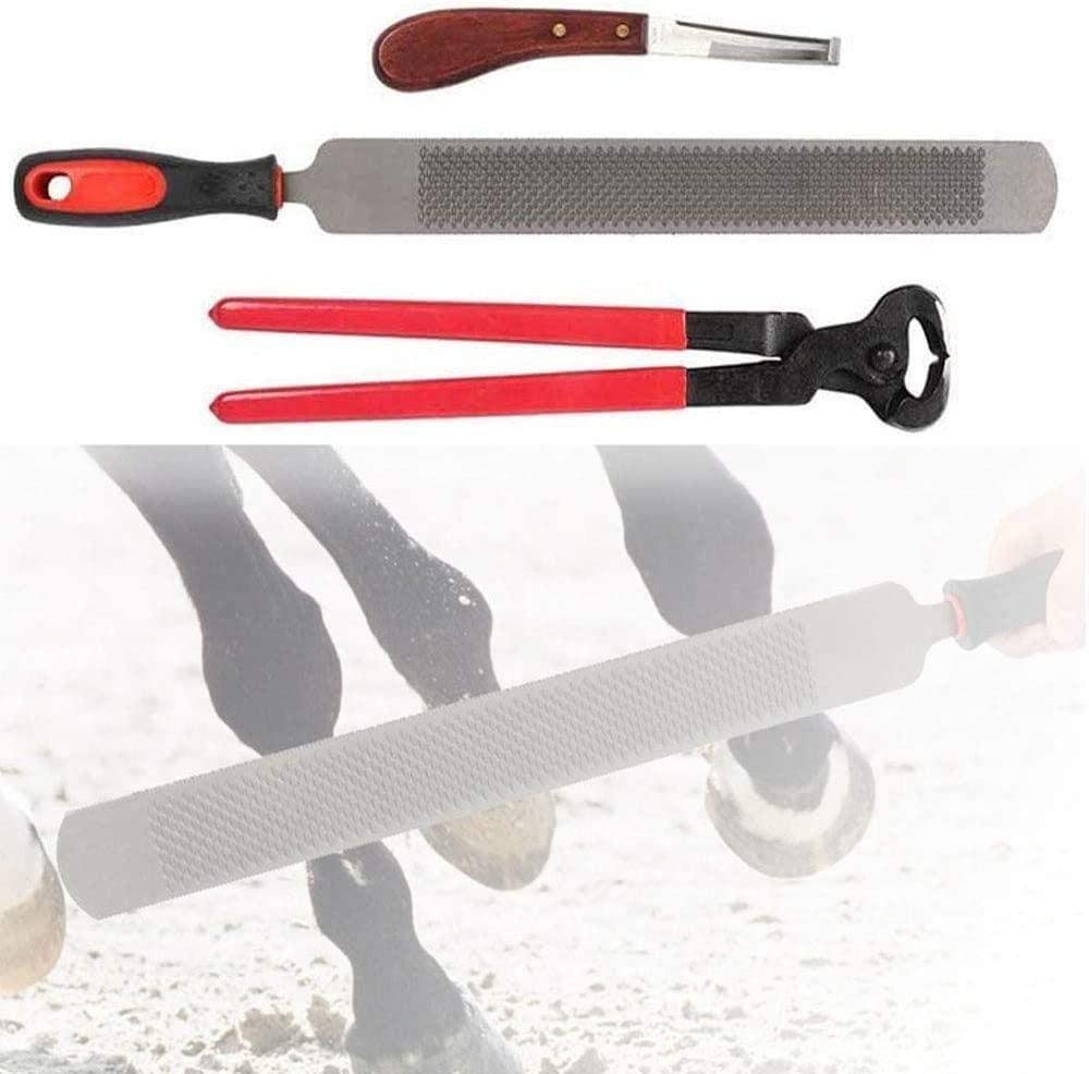 Kit de herramientas para recortar cascos de herrador de caballos, herramientas profesionales para recortar cascos de caballos Tijeras de metal equinas para caballos Farriers Cortador de pezuñas Mang