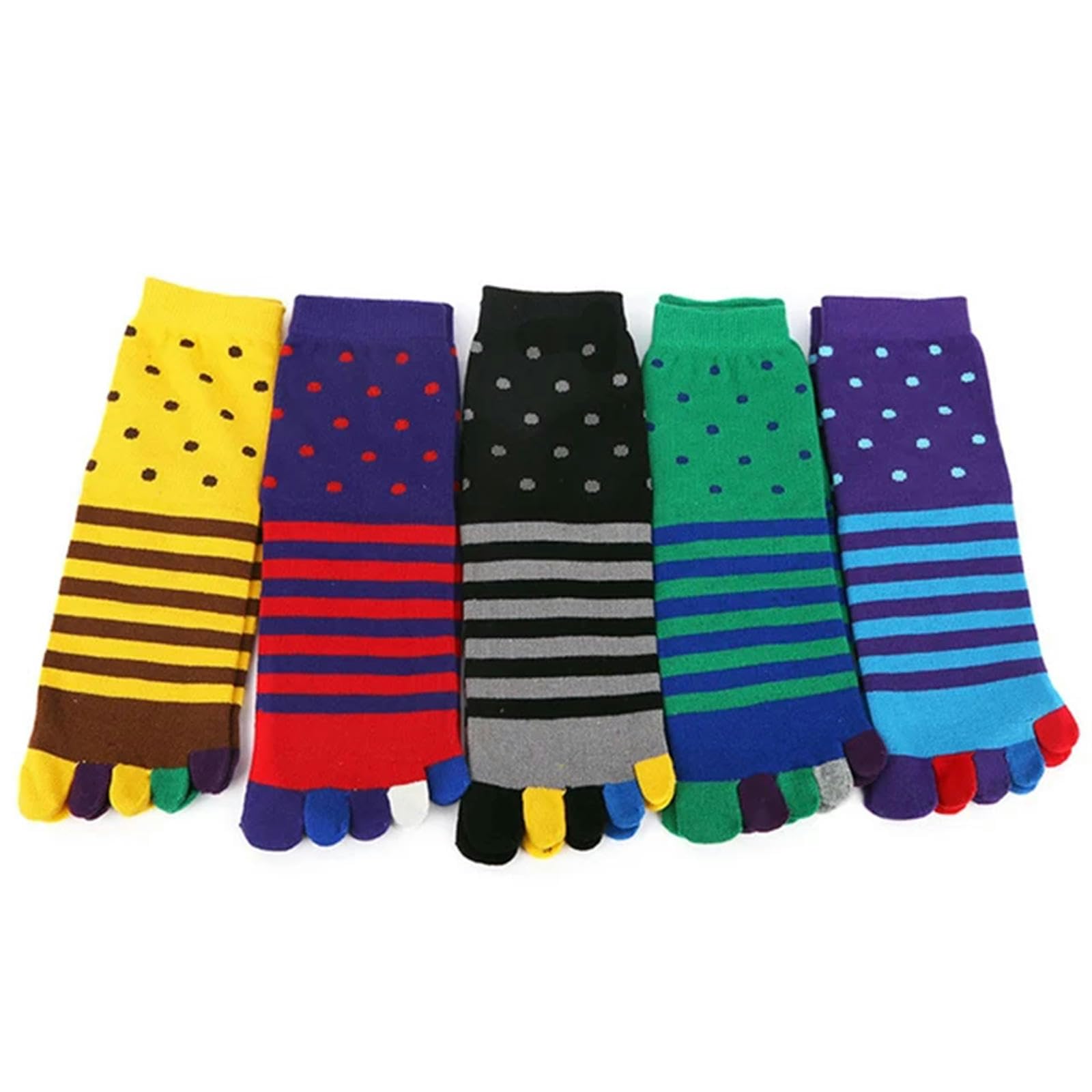 Calzini 5 Coppie Uomini Calzini A Cinque Dita Di Cotone Traspirato Sport A Strisce A Strisce Da Corsa Calzini Con Le Dita Dei Piedi