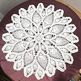 janef White Handmade Crochet Cotton Table Cloth Lace Doilies Round Lace Tablecloths 20 Inches.