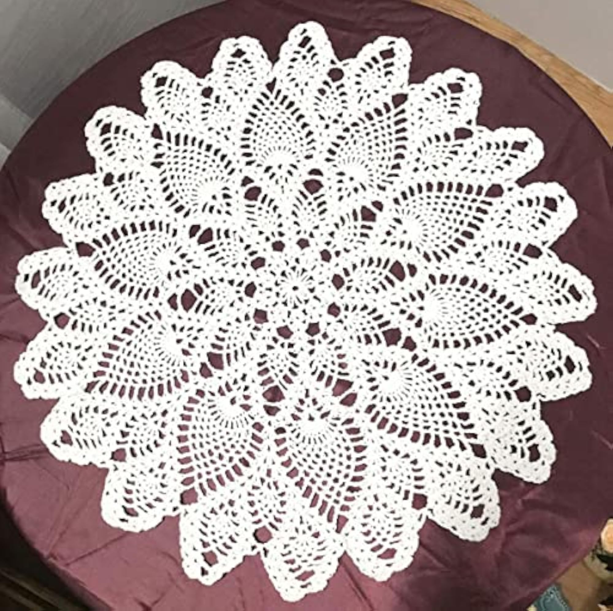 White Handmade Crochet Cotton Table Cloth