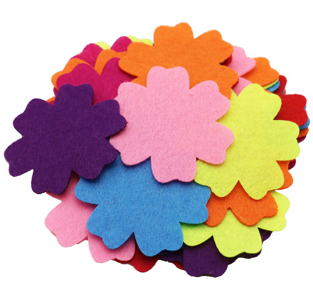 SOOKOO 5 Styles 150 PCS Assorted Color Felt Flowers for Art and Craft DIY Sewing Handcraft (Heart, Flower, Smile Face, Star, Crown) - Image 2