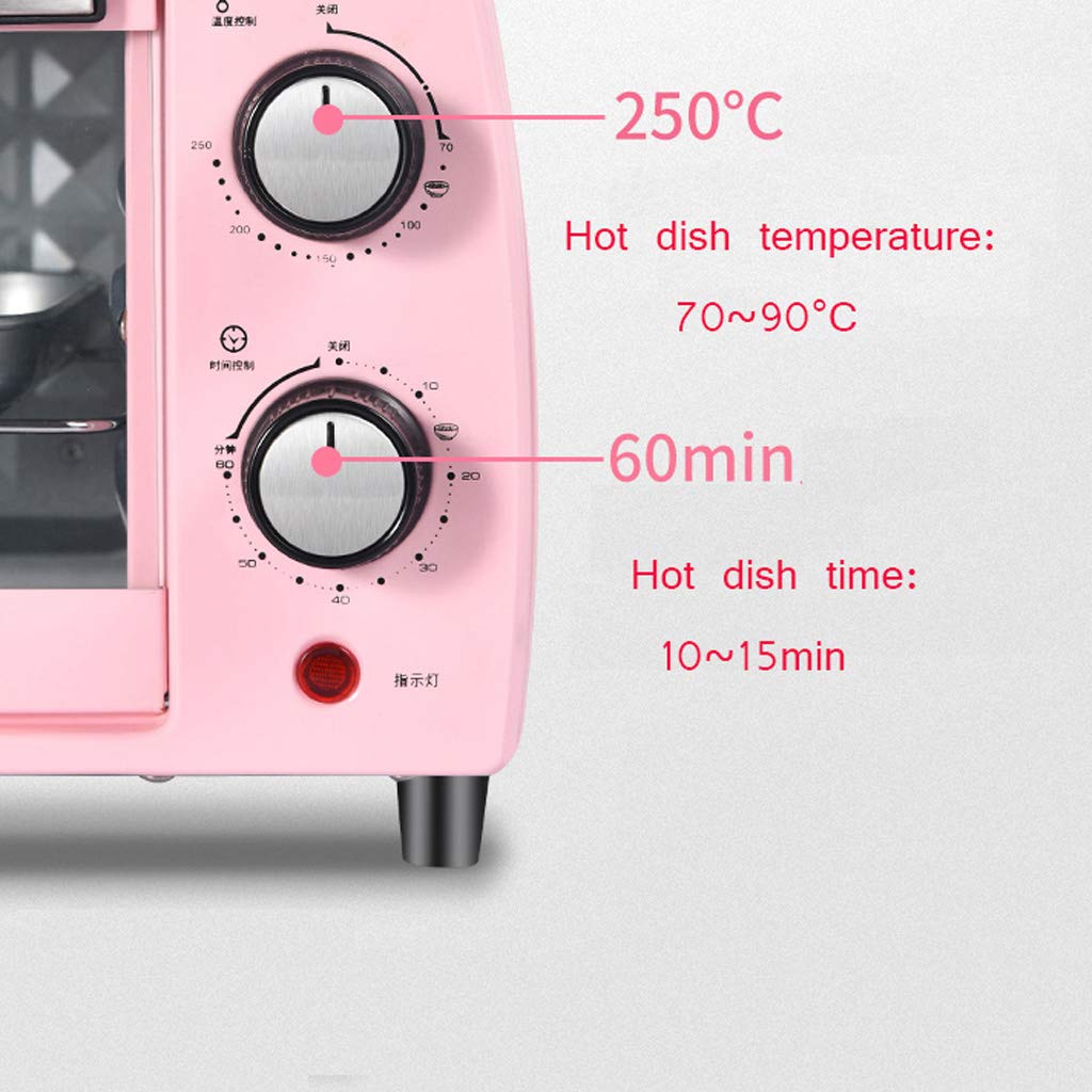 10l Mini Forno Elettrico Multifunzione Domestico Automatico Porta In Vetro Temperato/S-Tipo In Acciaio Inossidabile Doppio Tubo Manopola Di Controllo Del Riscaldamento/Temperatura