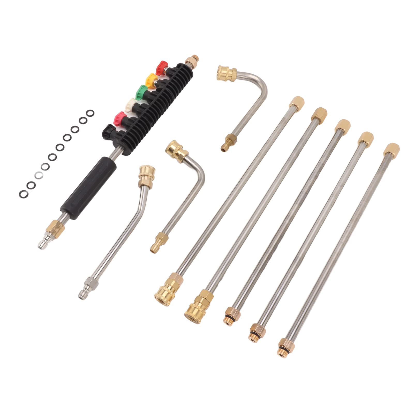 Accessori per idropulitrici, Prolunga per idropulitrice 5 Asta Diritta Set di aste a 3 Curve Lancias per idropulitrice con 6 ugelli Attacco rapido 1/4 di Pollice