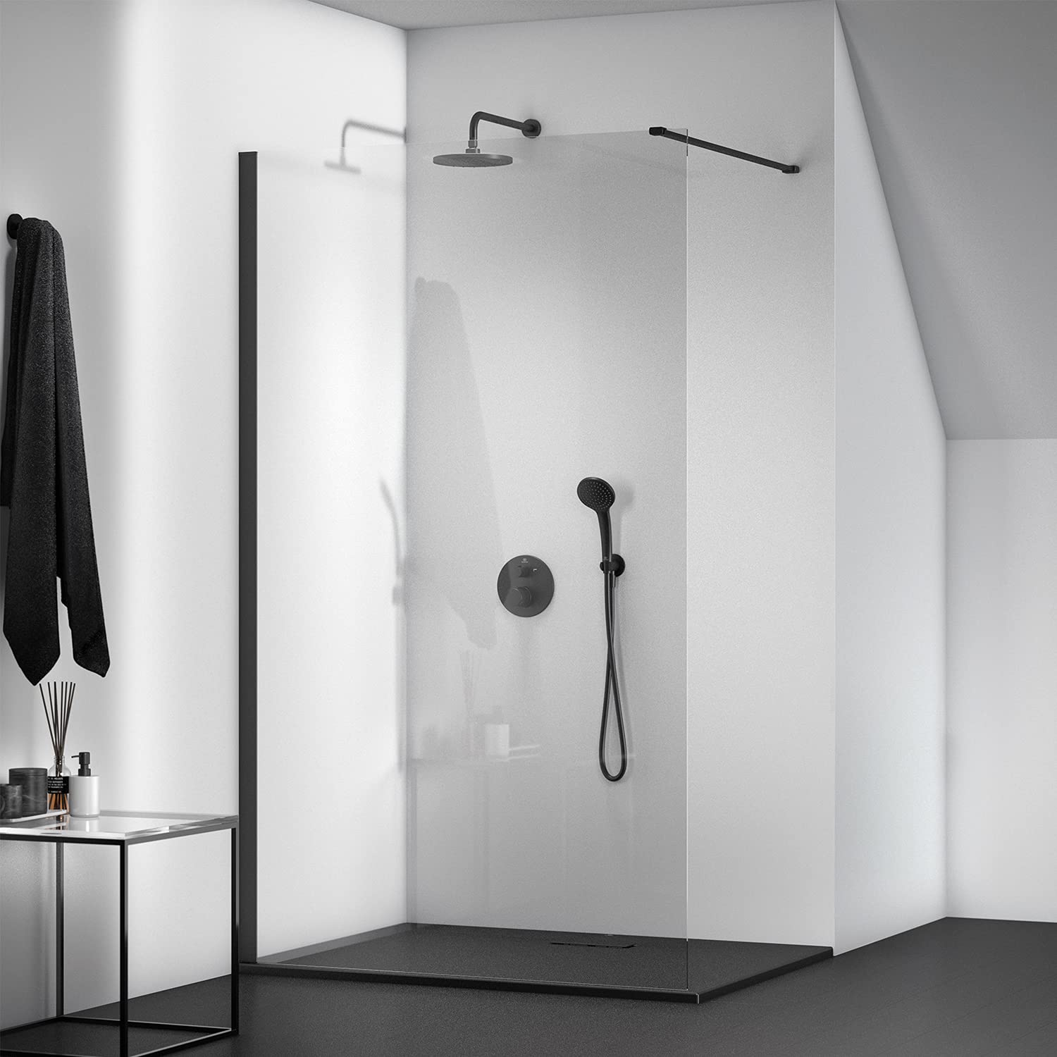 Ideal Standard Idealrain B9445XG - Brazo de alcachofa de ducha para montaje en pared, 400 mm, color negro