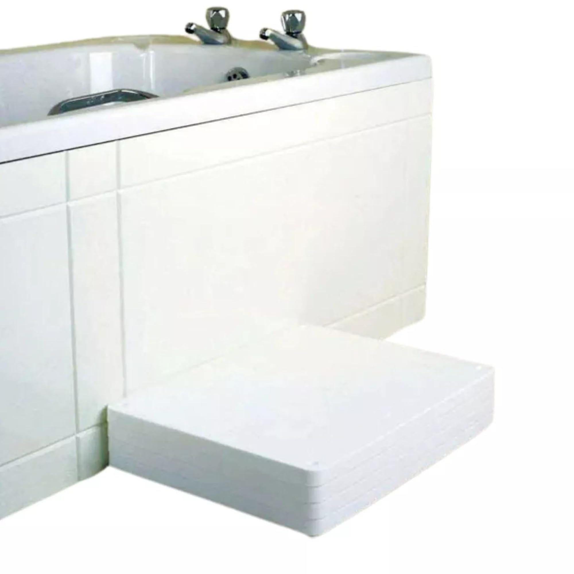 – Adjustable Bath Step - 4 Layer Non-Slip Mobility Aid for Safe Bathroom Access - Sturdy Shower & Bed Step Stool with Secure Grip - Ideal for Elderly & Disabled | White