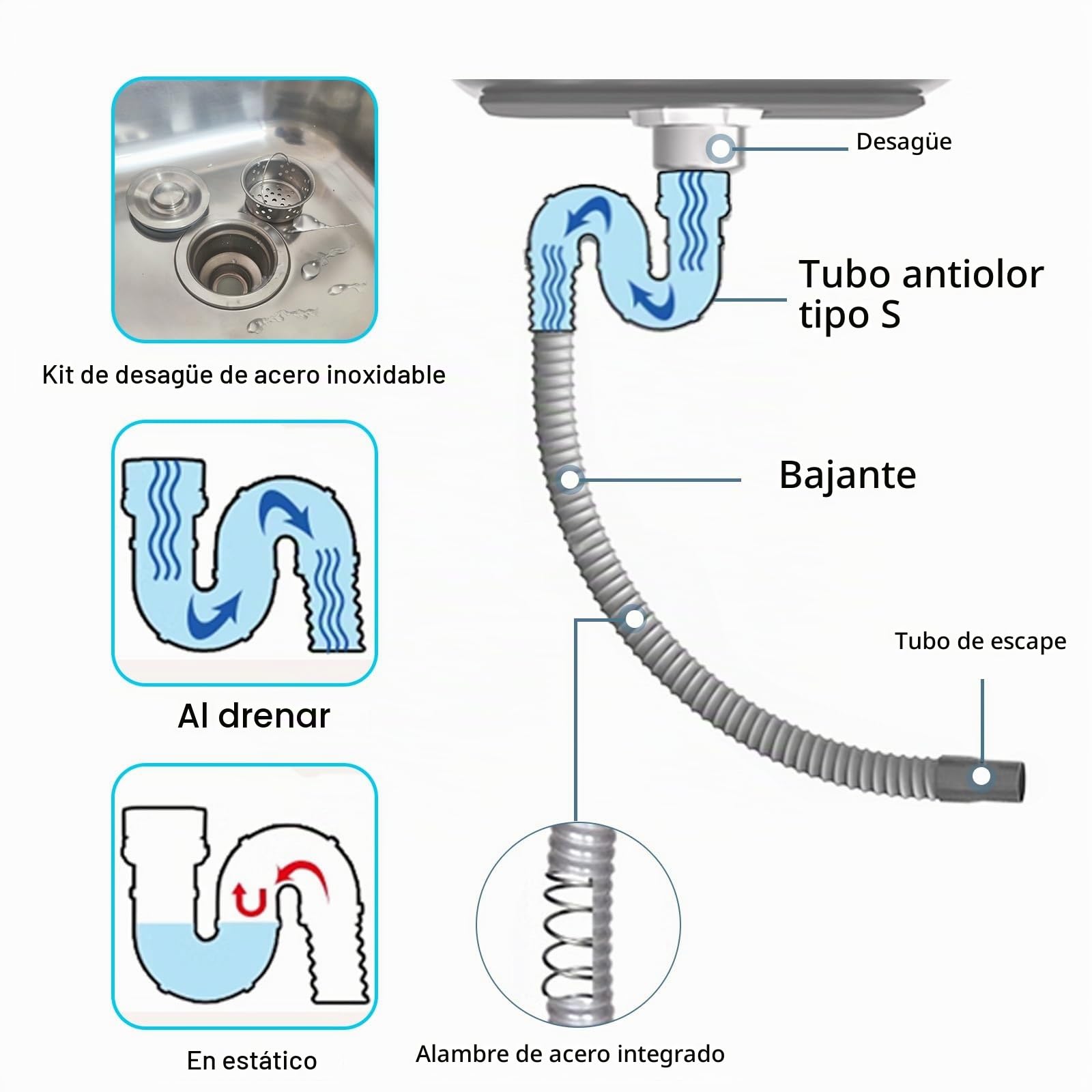 Fregadero Comercial de Acero Inoxidable 75x40xh75cm con Patas, Grifo Giratorio de 360°, Kit de Desagüe Incluido, Ideal para Jardín, Lavadero y Hostelería